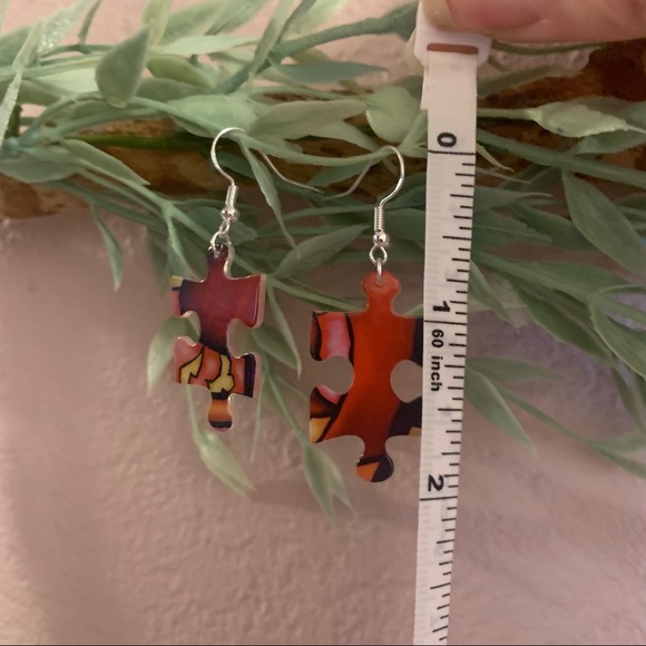 Handmade puzzle earrings - Picture 5 of 9